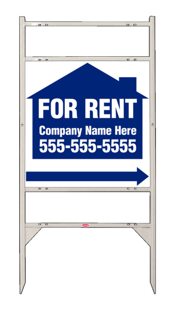 Angle Iron Frame with Two Rider Inserts and Sign Panel Unit, 24h x 24w, White